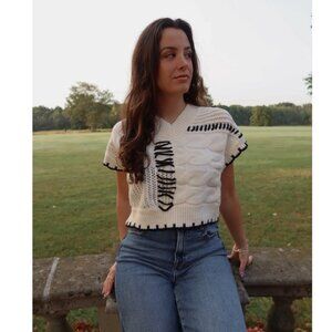 Stitched Sleeveless Sweater Top